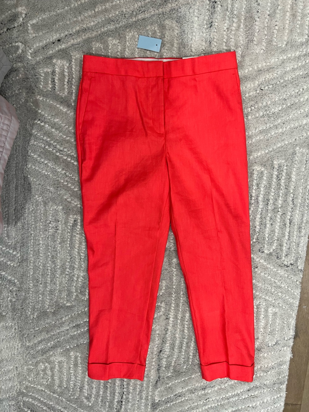 Ann Taylor Coral-Red Cropped Slim Ankle Pants